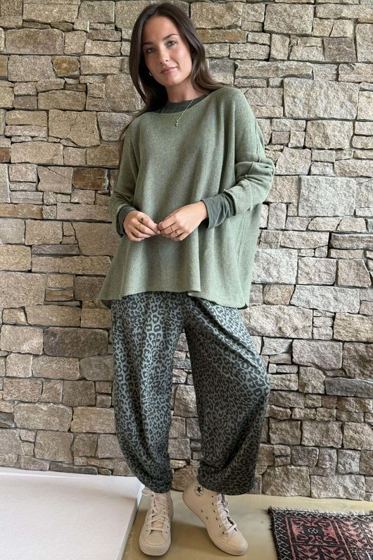 Conrad Slouch Cotton Knit Khaki